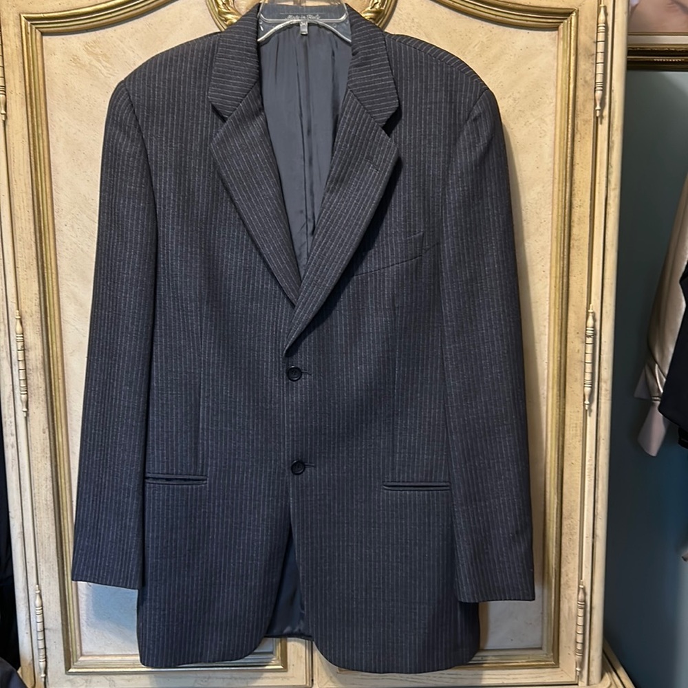 Calvin Klein Gray 100% Virgin Wool Suit Jacket Blazer Italy 40L